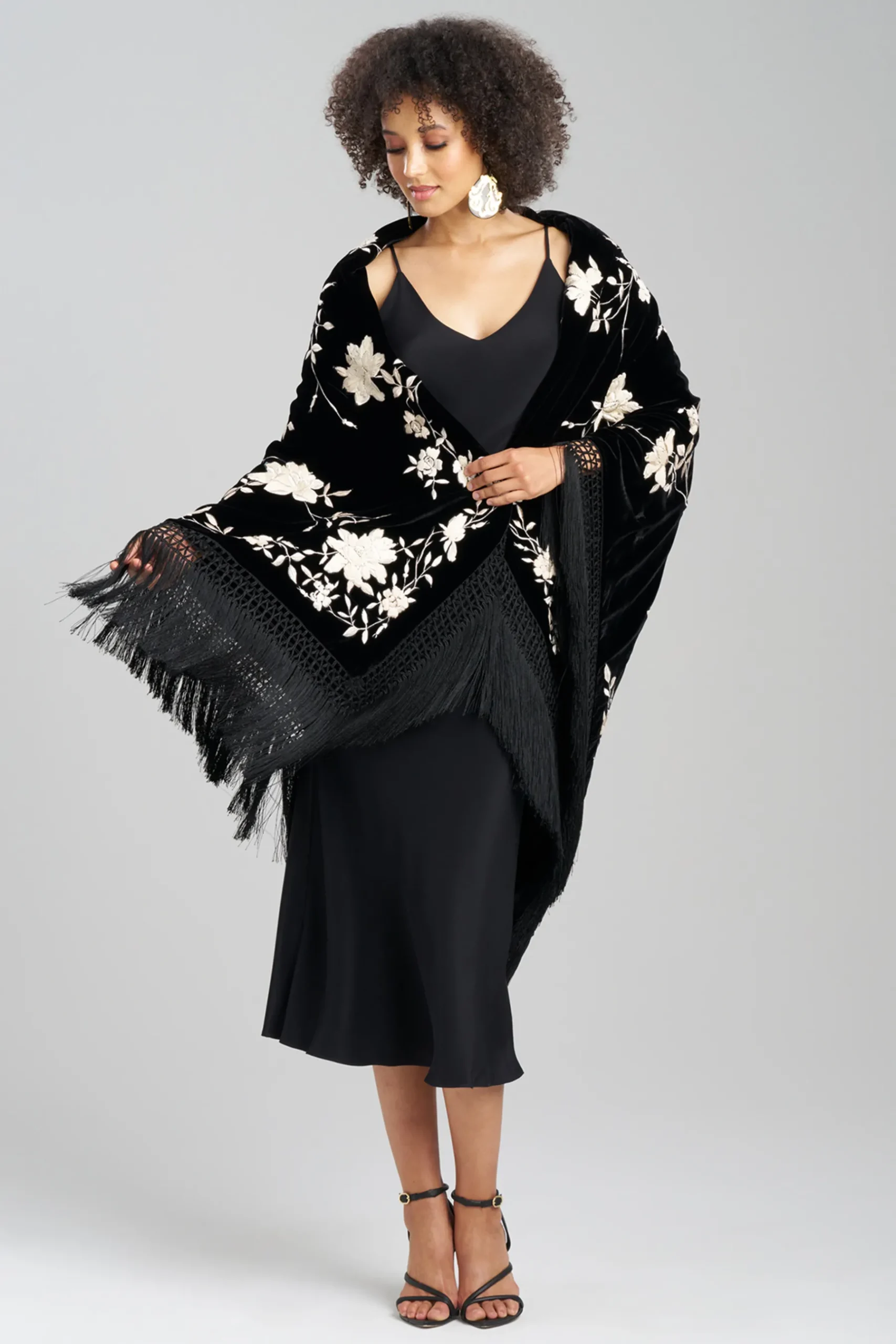 Natori Scarves & Shawls-Velvet Silk Embroidered Shawl