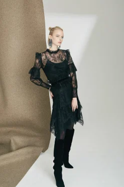Natori Tops, Shirts & Tunics-Viscose Satin Long Sleeved Lace Top