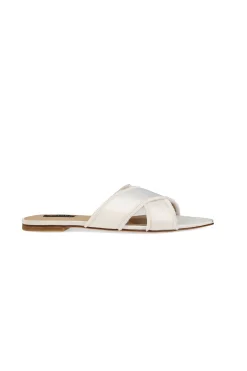 Natori Sandals|Slides-Wayu Satin Fringe Cross Slide Sandals