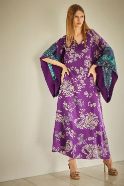 Natori Caftan Dresses-Ysobel Drop Sleeve Silk Caftan