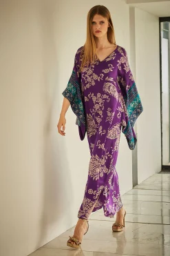 Natori Caftan Dresses-Ysobel Drop Sleeve Silk Caftan