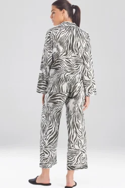 Natori Pajama Sets-Zebra - Cotton Sateen Notch PJ