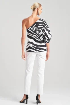Natori Tops, Shirts & Tunics-Zebra Cotton Poplin Balloon One Shoulder Top