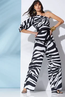 Natori Tops, Shirts & Tunics-Zebra Cotton Poplin Balloon One Shoulder Top