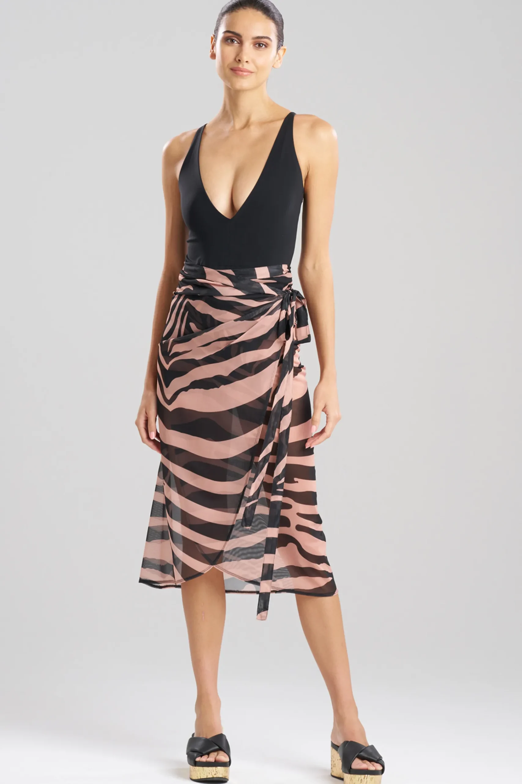 Natori Pareos-Zebra Mesh Sheer Sarong