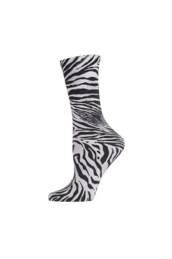 Natori Socks-Zebra Printed Crew Socks